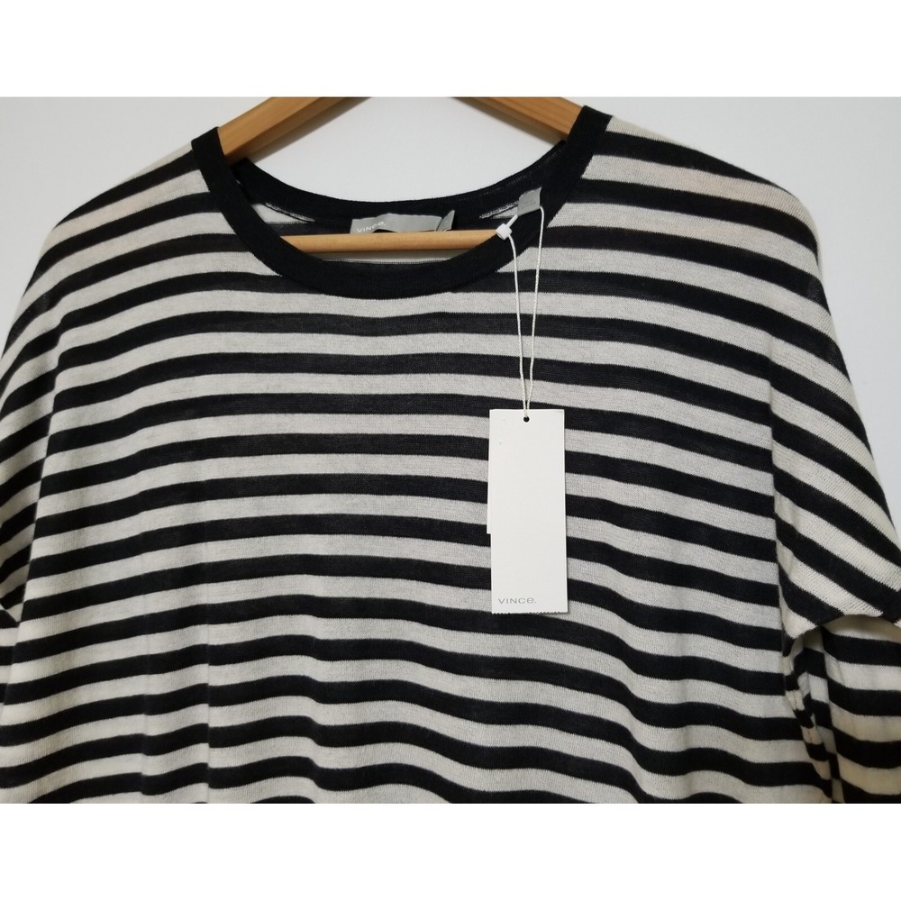 Vince Oversized Striped Crewneck Sweater Cotton Silk Cashmere NWT Size S $245 - Picture 9 of 16